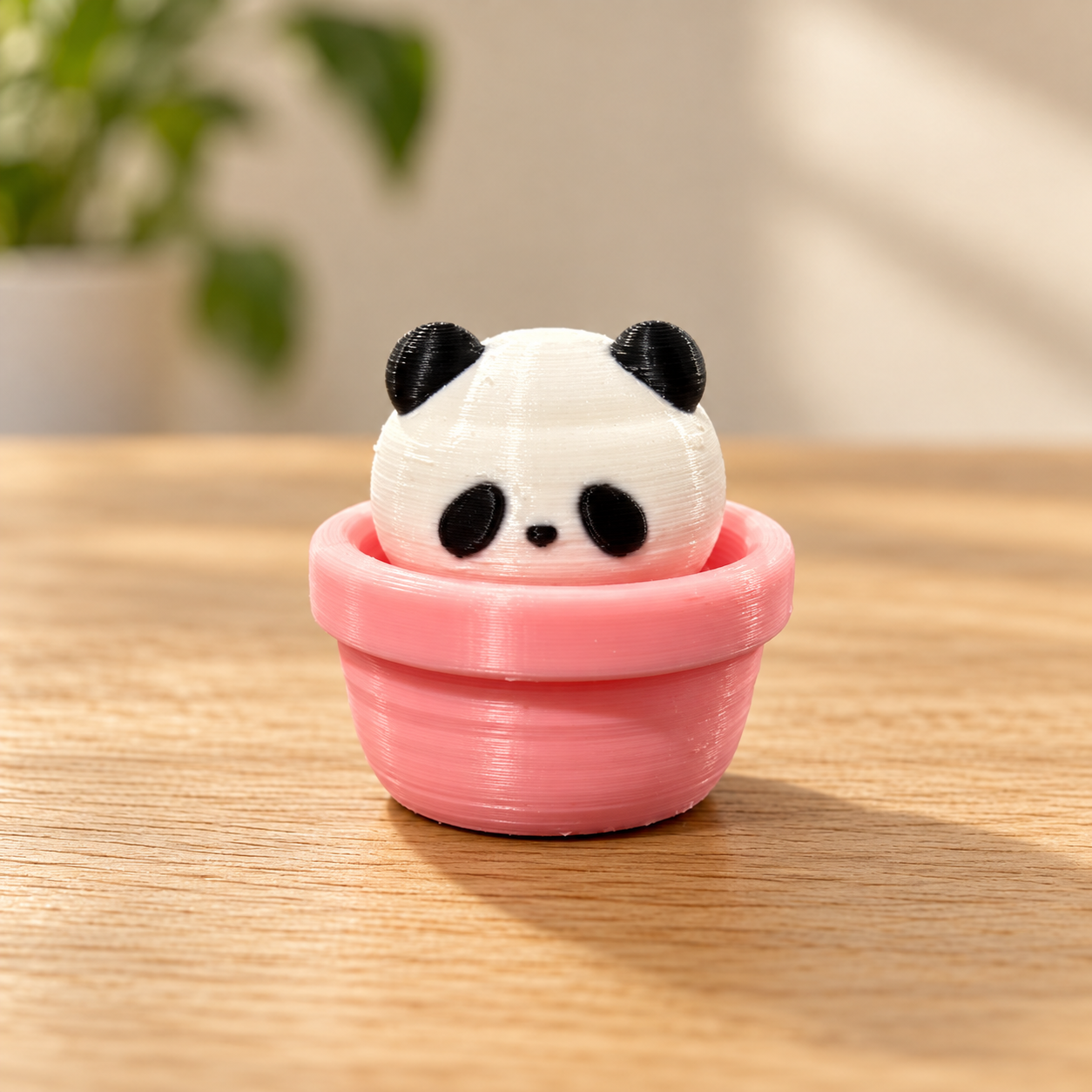 Panda 3D en maceta rosa-2